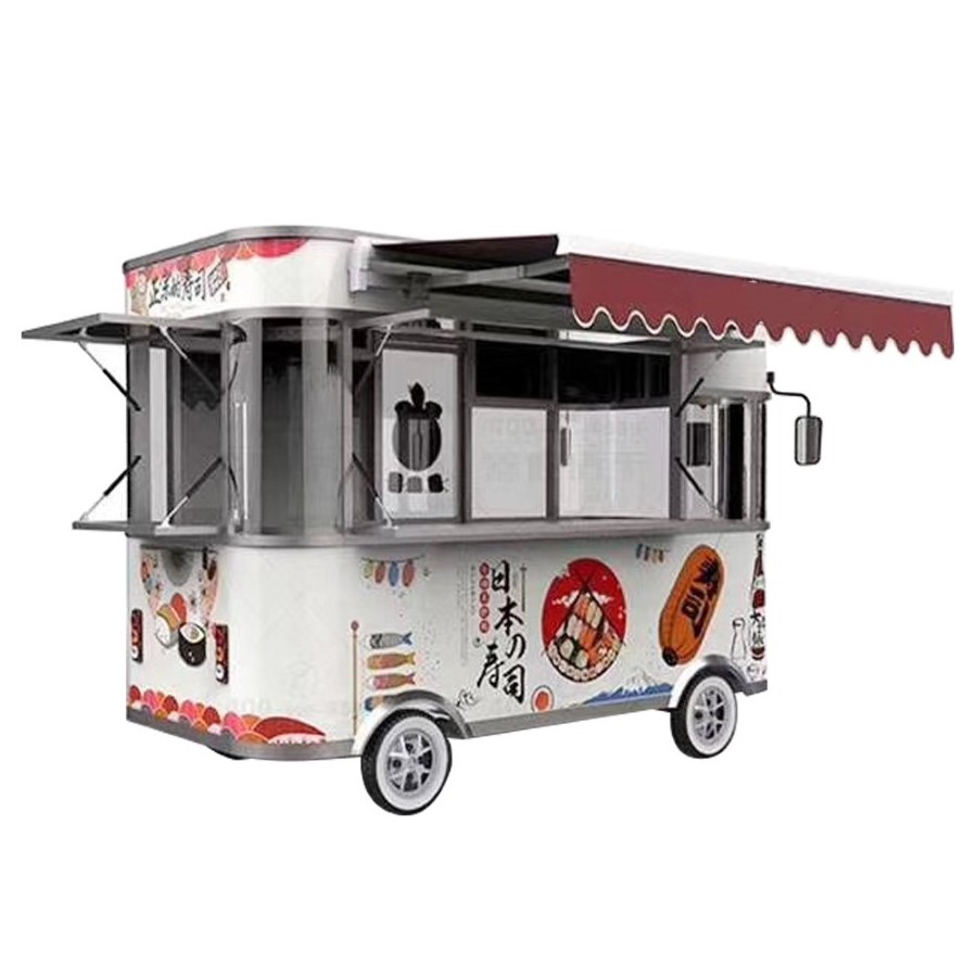 Mirror stainless steel catering trailers or mobile pizza hot dog food trucks