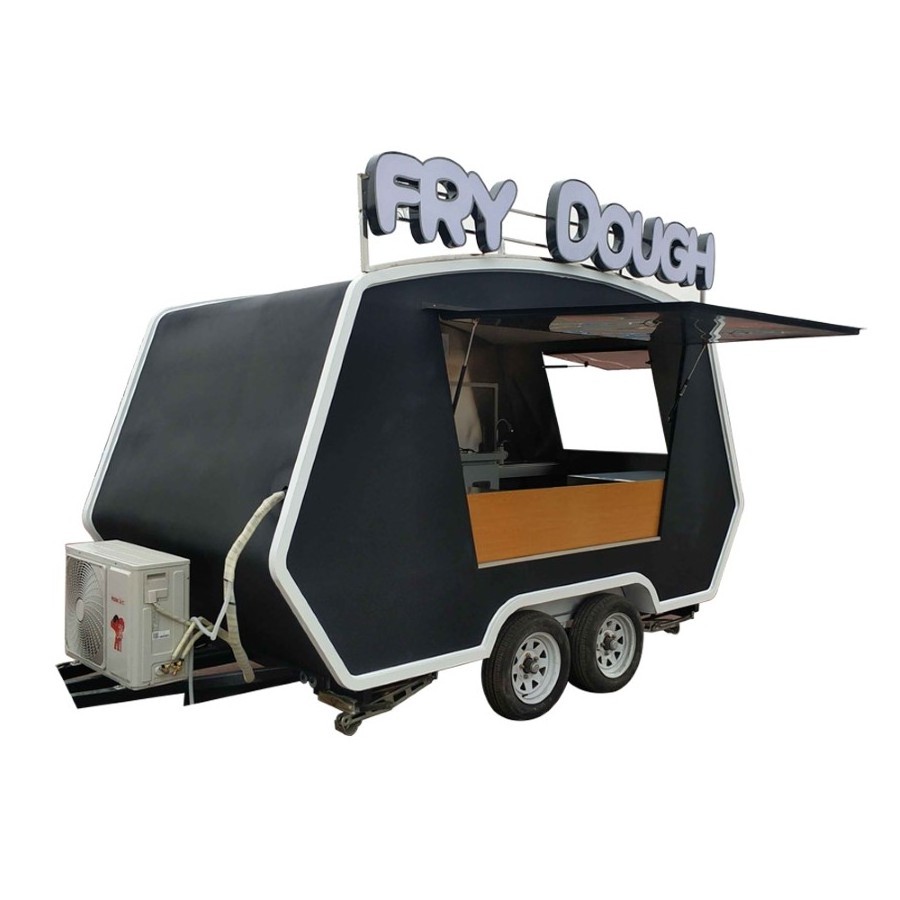 Mirror stainless steel catering trailers or mobile pizza hot dog food trucks