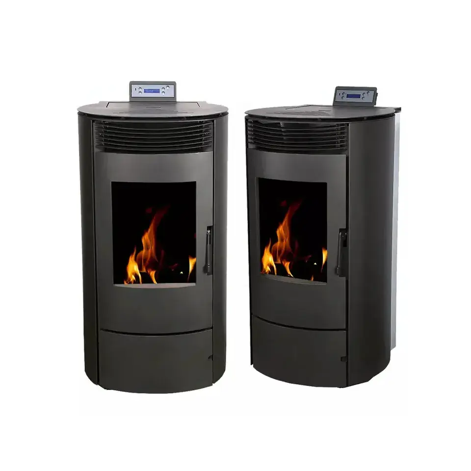 Buy High quality bend pellet stove with double doors wood burner low ash wood burning stove