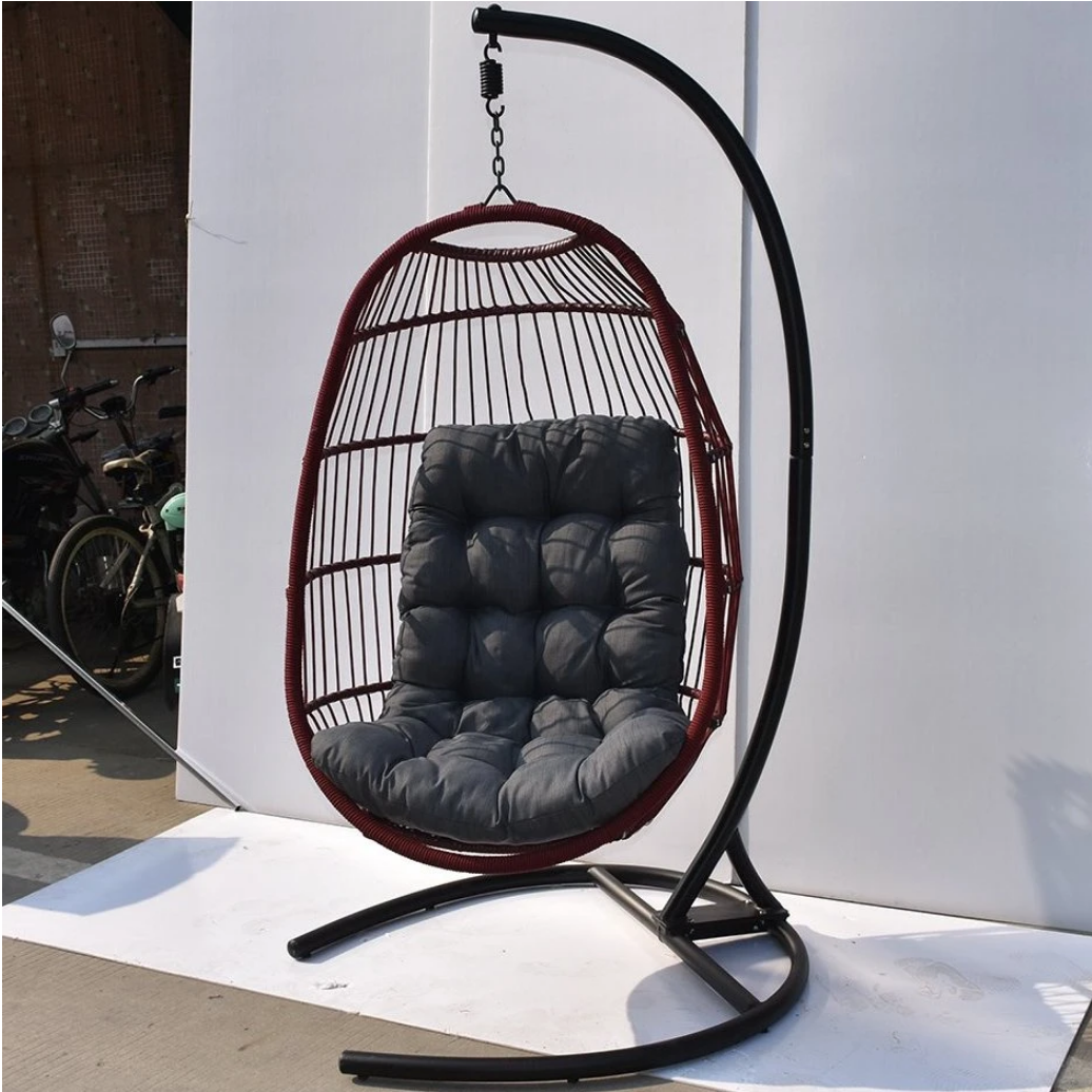 Factory Direct Factory Swing Hammock Egg Beach Rattan Hanging Chair with Stand for Workshop Application Plastic Rattan