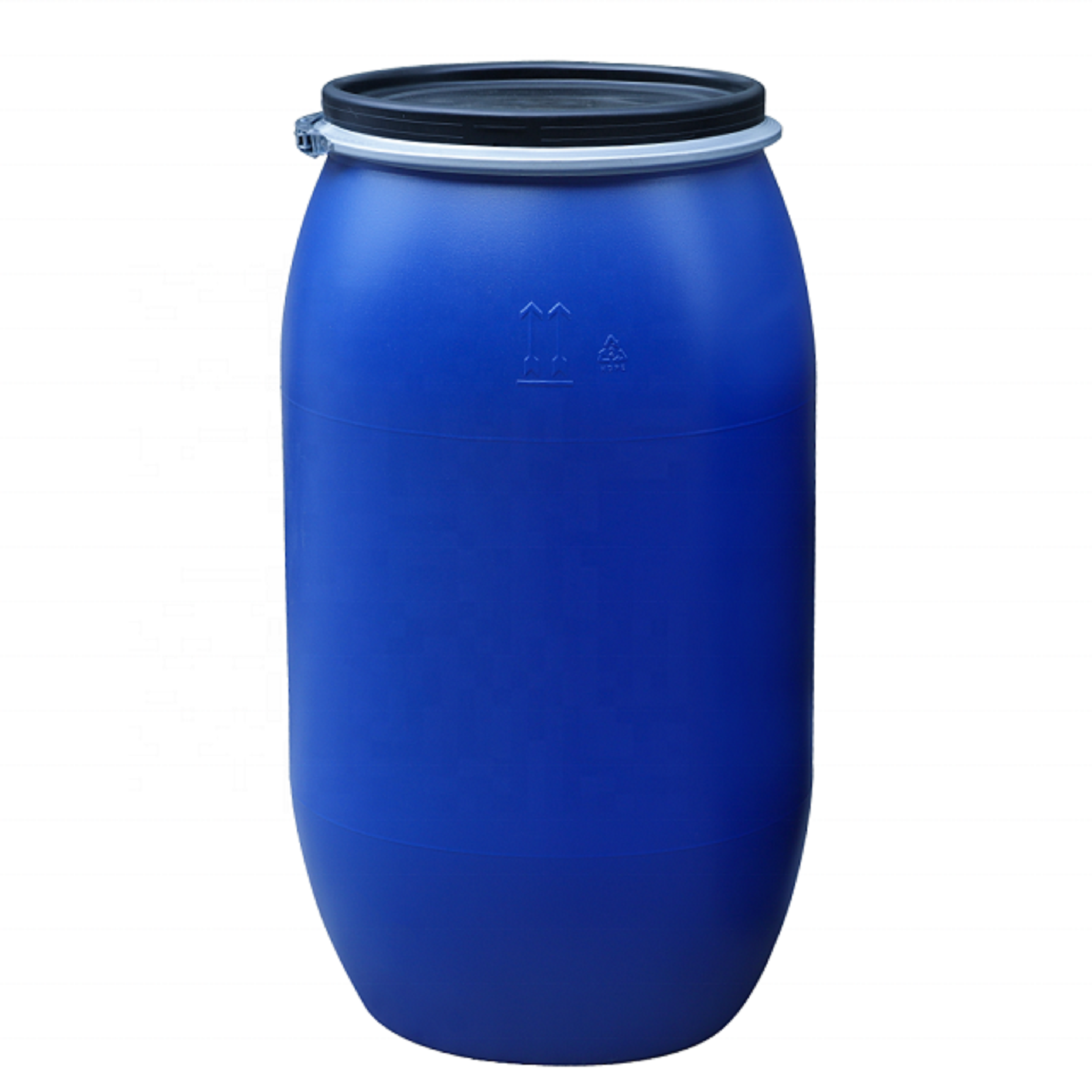 Hot sale 200 liter blue plastic drum for chemical sealed barrel / blow molding bucket double lid 55 gallon plastic drum