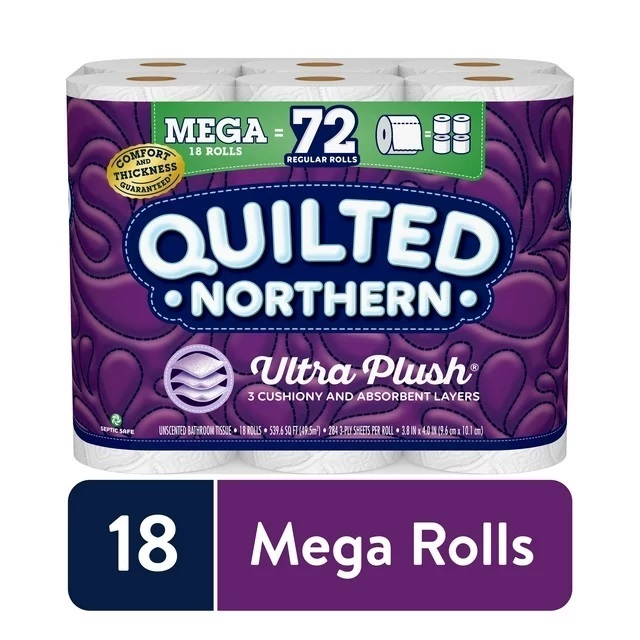 Quilted Northern Ultra Plush Toilet Paper, 18 Mega Rolls