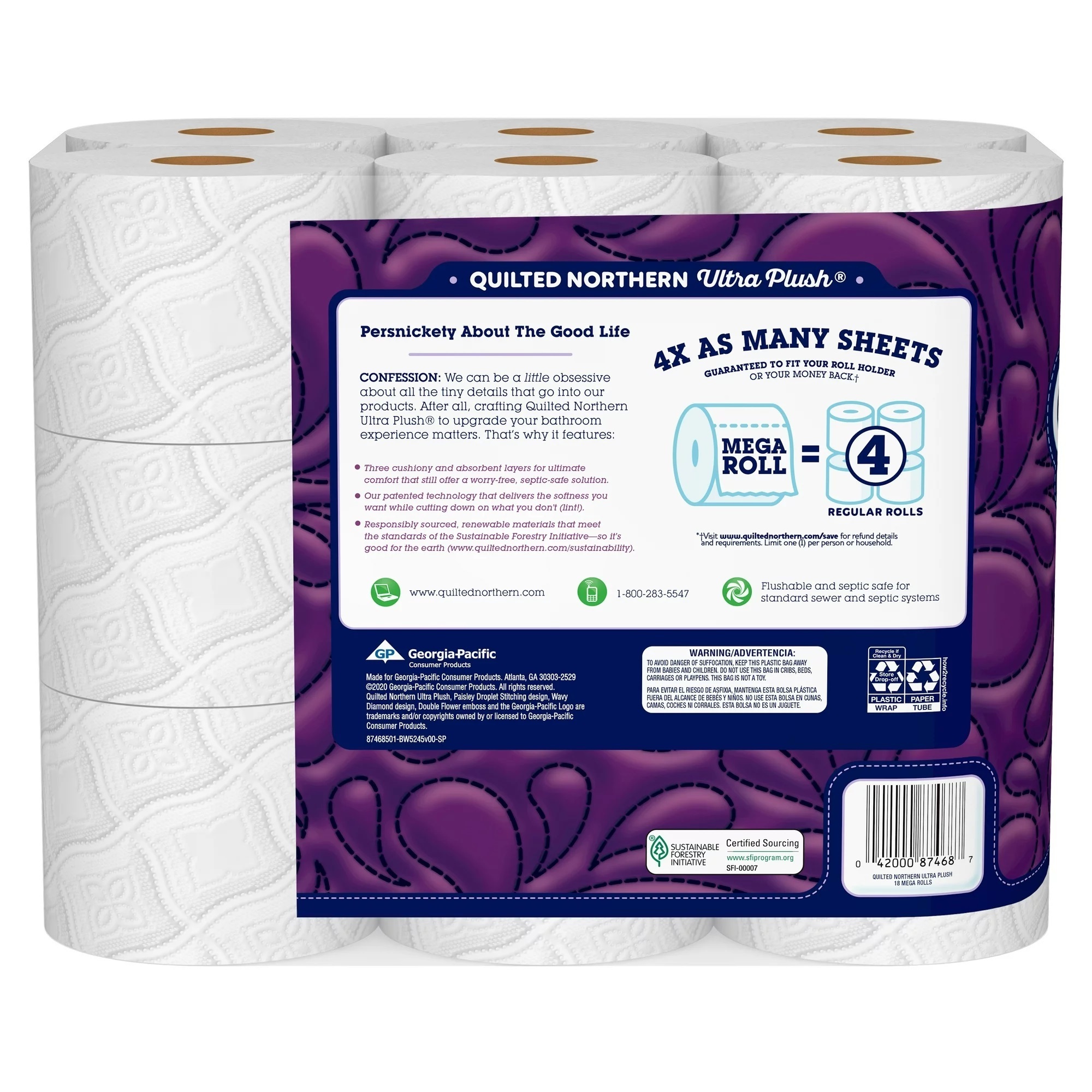 Quilted Northern Ultra Plush Toilet Paper, 18 Mega Rolls