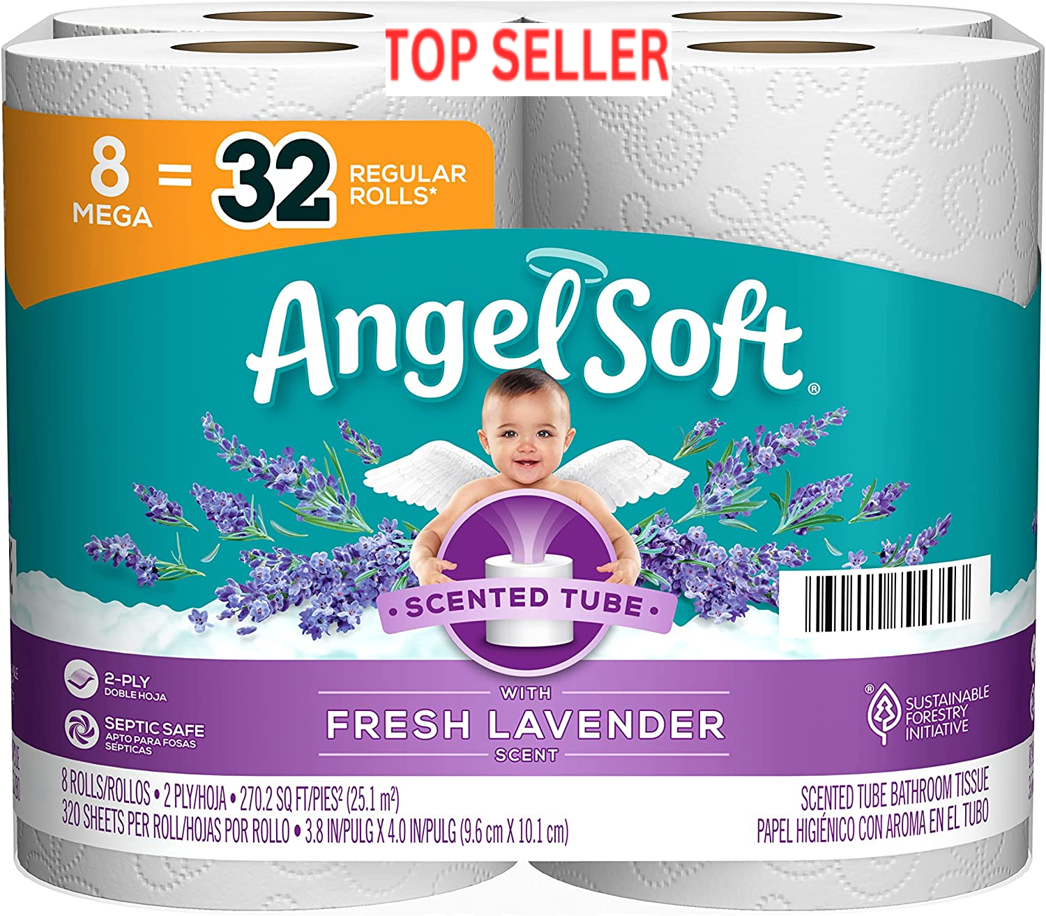 Angel Soft Toilet Paper 4 Mega Rolls 16 Regular Rolls 2 Ply Bath Tissue-UK Angel Soft Toilet Paper with Fresh Lavender Scented T