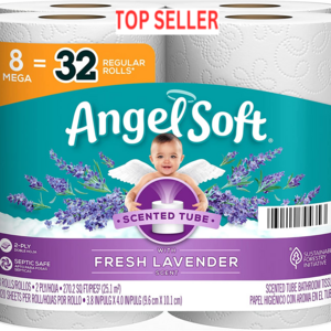 Angel Soft Toilet Paper 4 Mega Rolls 16 Regular Rolls 2 Ply Bath Tissue-UK Angel Soft Toilet Paper with Fresh Lavender Scented T