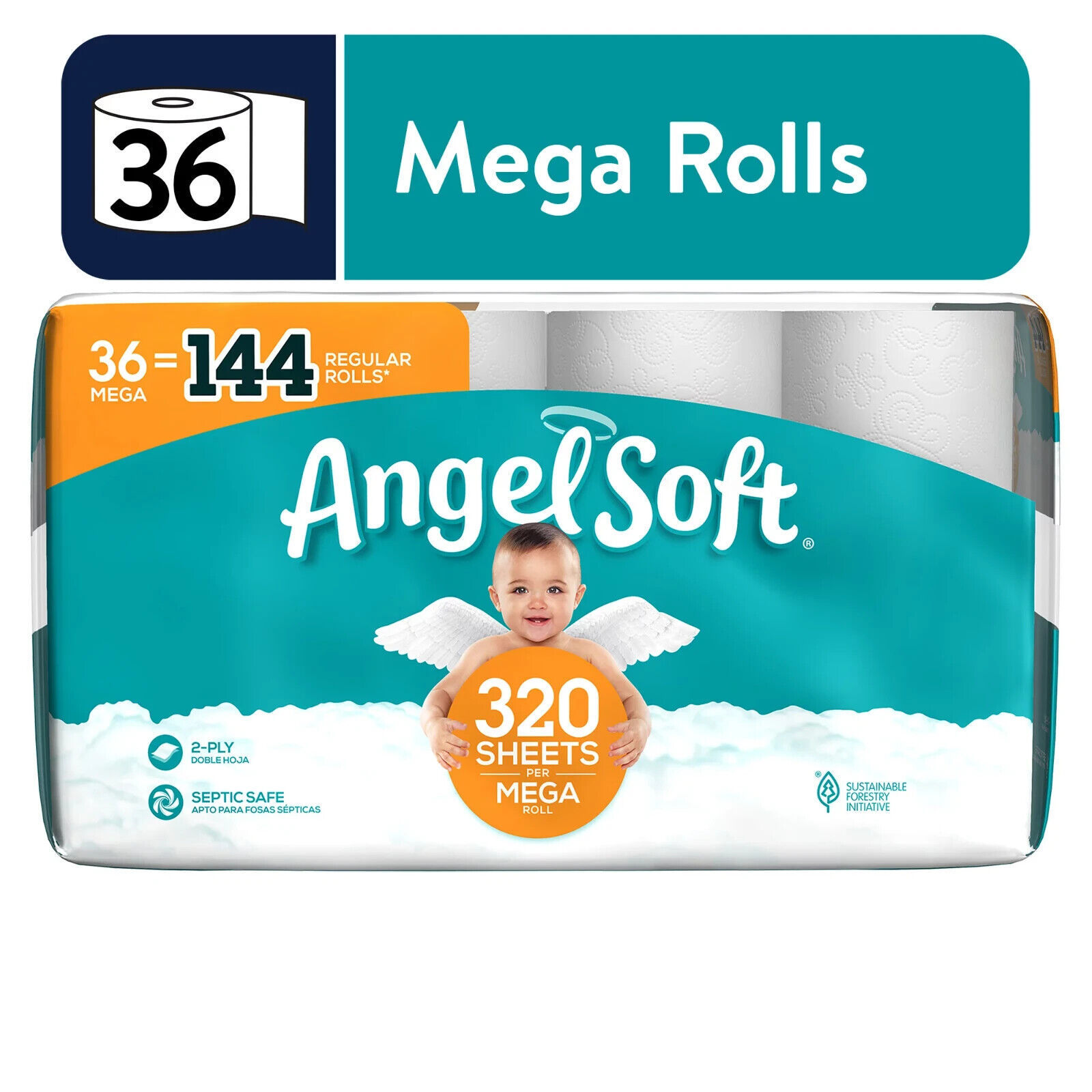 Angel Soft Toilet Paper 4 Mega Rolls 16 Regular Rolls 2 Ply Bath Tissue-UK Angel Soft Toilet Paper with Fresh Lavender Scented T