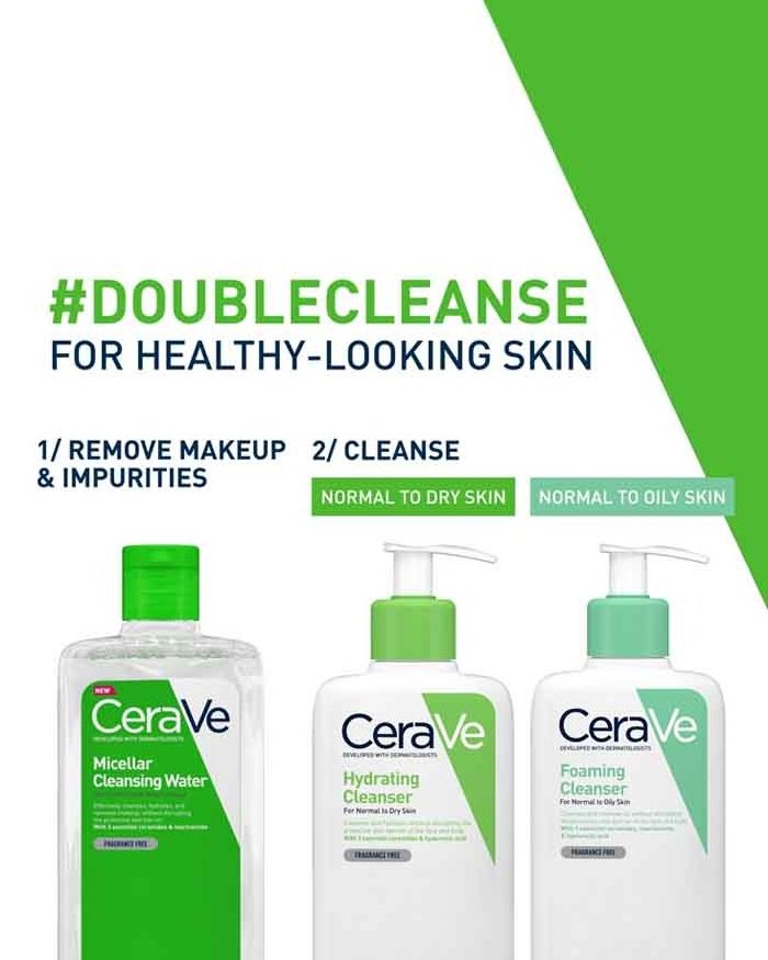 CeraVes Micellar Water Hydrating Facial Cleanser & Eye Makeup Remover