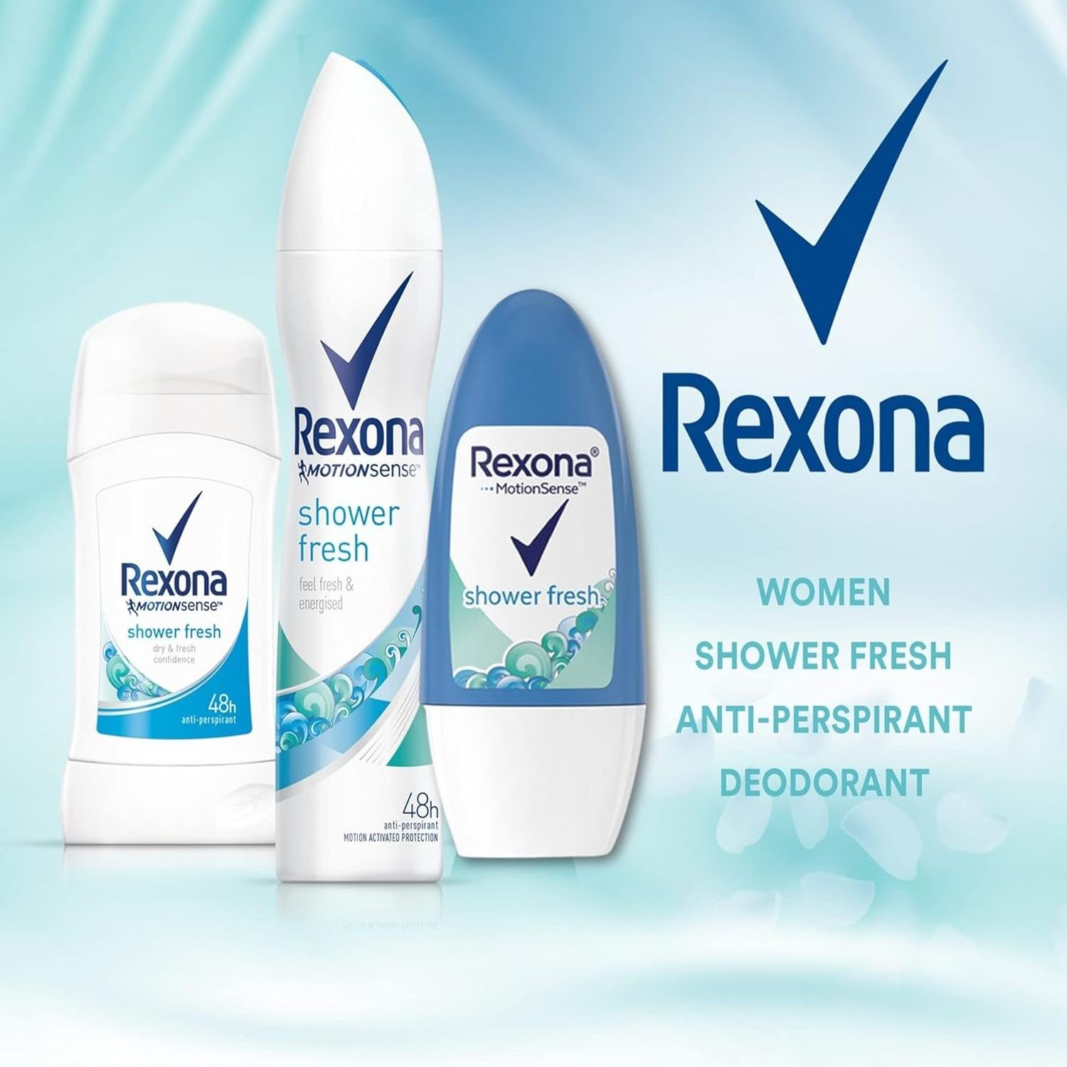 Rexona Shower Fresh- Roll On, Antiperspirant Deodorant For Women