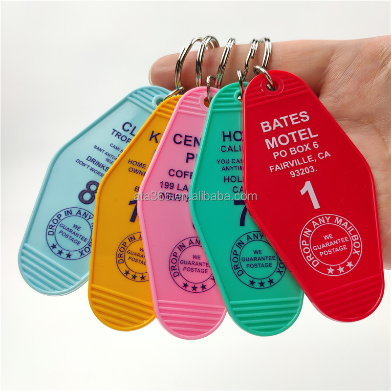 3 NEW Vintage Design Hotel Motel Keychain Keyring Print Blank Hotel Keychains Custom Logo Plastic Room Number Hotel Key Chain