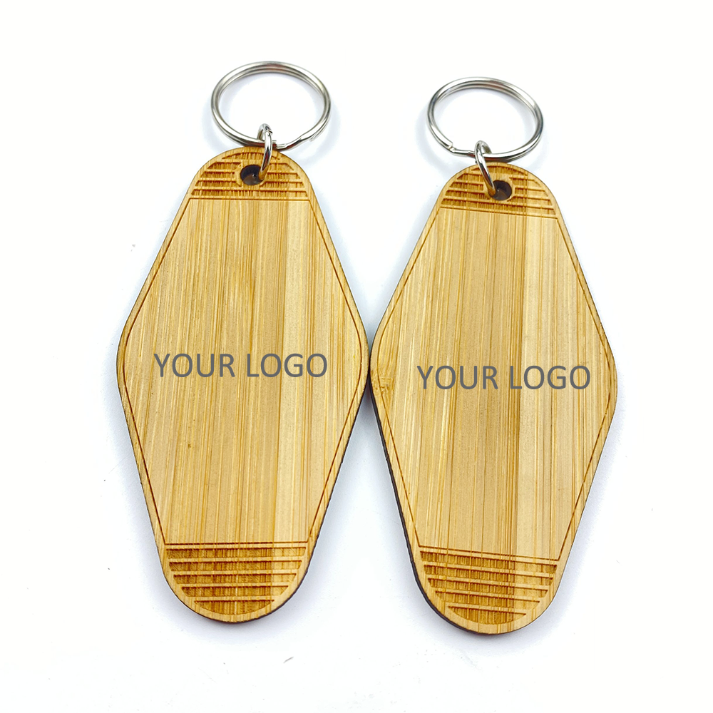 Custom Hotel Wooden Keychains Room Number Key Chain Laser Engrave Logo Wood Hotel Keychains Key Tag Unique Wood Motel Keychain