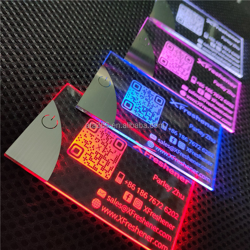 4 NEW 2022 Luxury LED Credit Card Business Card Acrylic Light up Business Design Logo LED business card