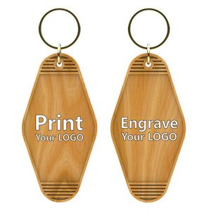 Custom Hotel Wooden Keychains Room Number Key Chain Laser Engrave Logo Wood Hotel Keychains Key Tag Unique Wood Motel Keychain