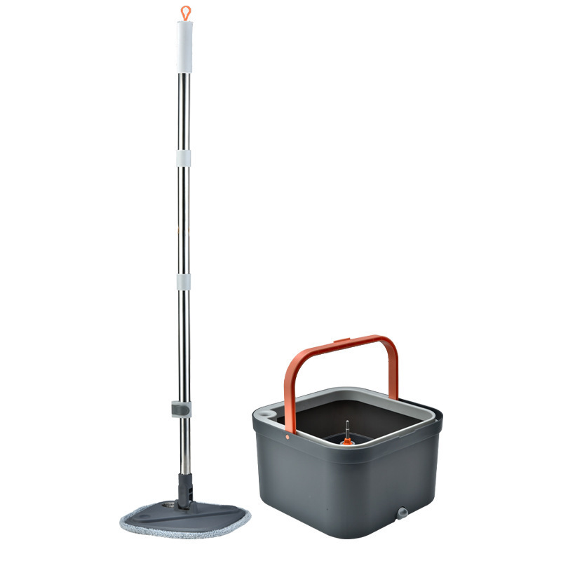 Spin Flat Mop and Bucket with Self Wringing 360 Rotating Square Mop-Head Spin Flat Mop and Bucket Set