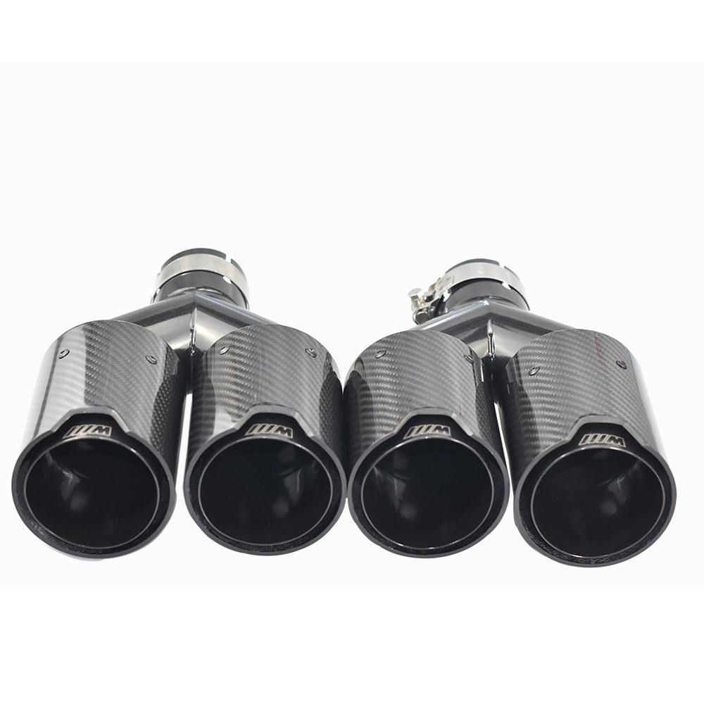 1 Pair Best Value Dual M Logo Carbon Fiber Exhaust Tip for BWM Series M Performance Stainless Steel Muffler Pipe