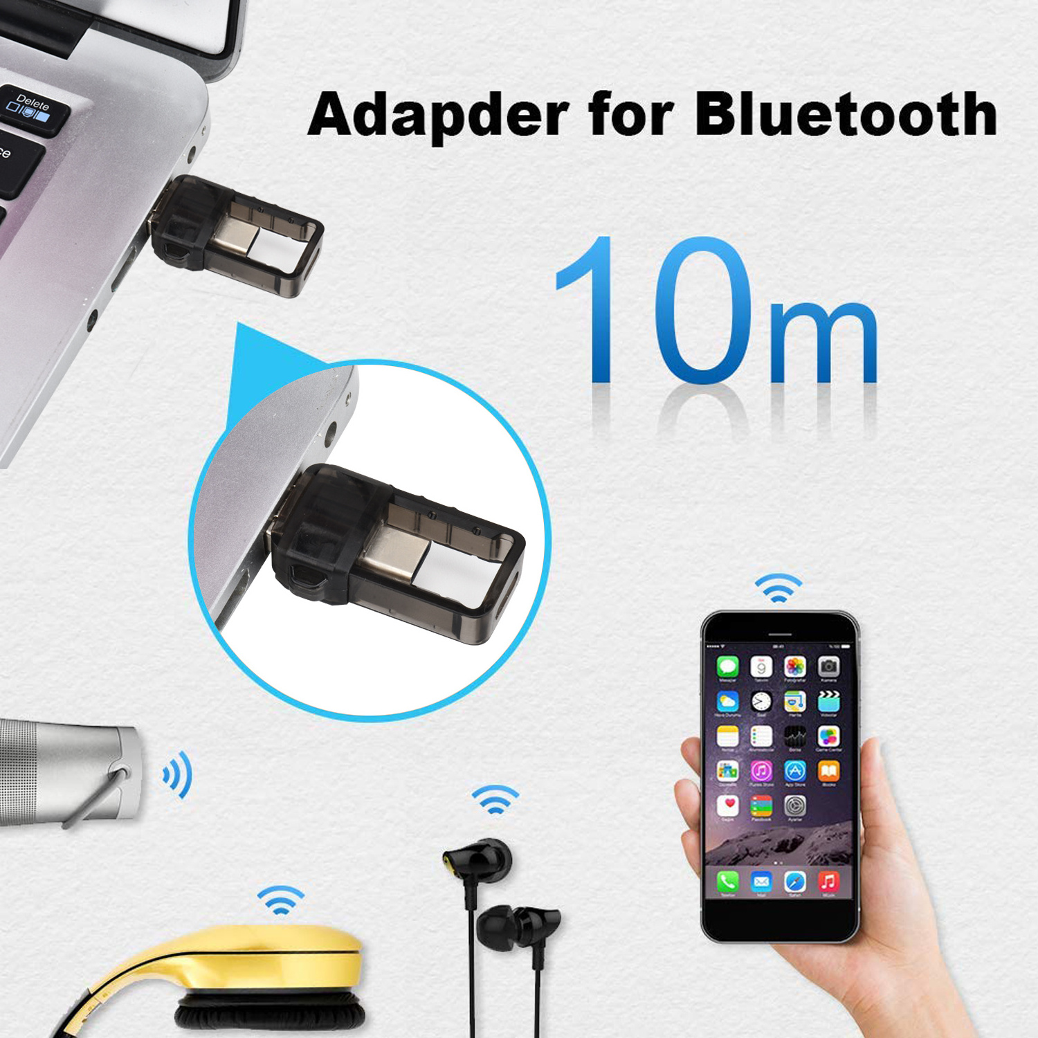 BT5.0 2 in 1 Wireless Wifi USB-A to Type-C Audio Bluetooth Receiver 100 Meters Long Range Usb Bluetooth USB dongle 5.0