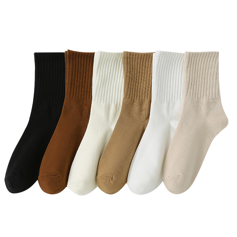 Solid Color 100% Cotton Disposable Sustainable Anti-Slip Breathable Thick Cotton Socks