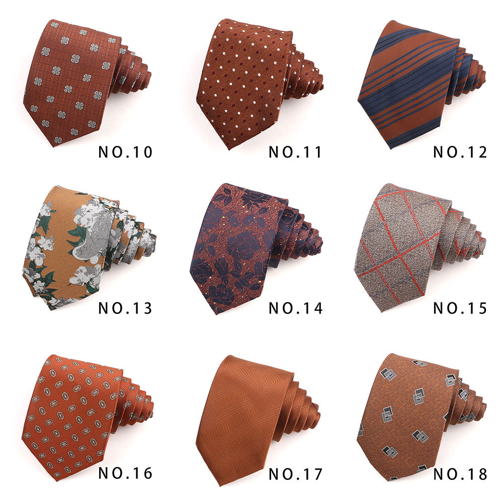 Fashion Orange series High Quality Custom Embroidered Office Wear Polyester Silk Suit Accessories Label Tie For Men