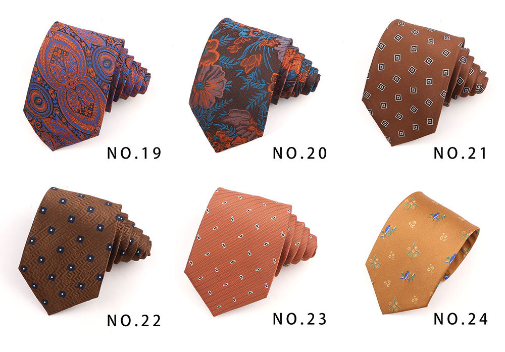 Fashion Orange series High Quality Custom Embroidered Office Wear Polyester Silk Suit Accessories Label Tie For Men