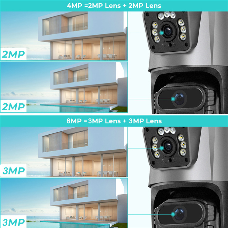 3MP And 3MP 6MP Dual Lens Camera De Surveillance Sans Fil Wireless Alarm Light Audio Tandem Network ICSEE IP Camera WIFI CCTV