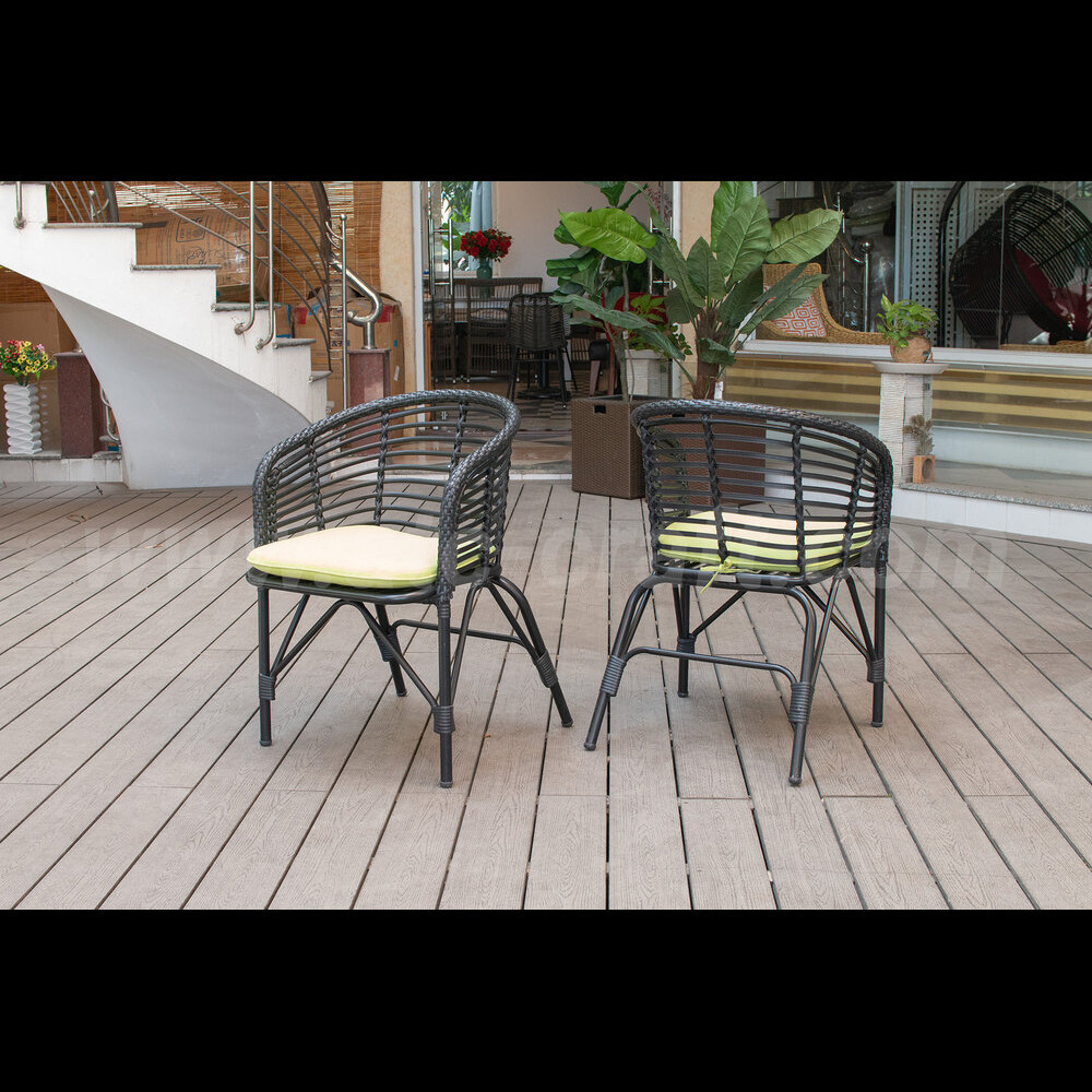 Modern Black Patio Poly Bamboo And Rattan Wicker Aluminum Frame Colorful Pillow Coffee Sets For Garden Patio Hotel Use