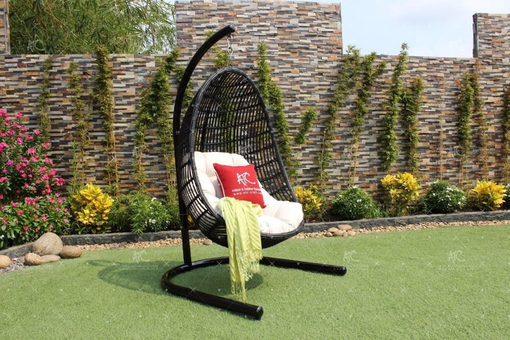 Poly rattan bamboo pretty outdoor relax mini balcony swing chair furniture Rattan Egg Chair Outdoor Garden Furniture - Hammock