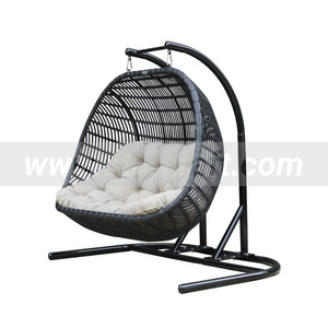 Poly rattan bamboo pretty outdoor beach balcony relax couple sweetheart loveseat swing chair furniture