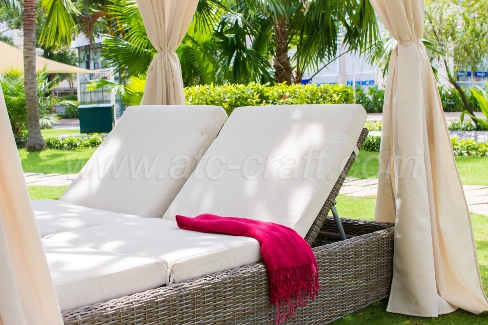 Beach Furniture Double Sun Lounger with Canopy Outdoor Furniture