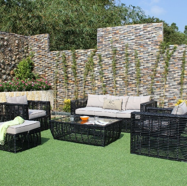 Minimal Must-have Item Dark Gray Aluminum Frame Outdoor Garden Furniture Sofa Sets For Patio Garden Villa Used