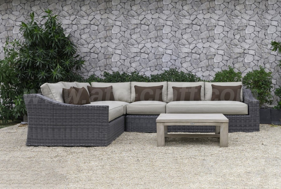 Modern Luxury Outdoor Rattan Wicker Corner Sofa Set for Home Villa Leisure Style with Aluminum Frame for Hotel Living Room