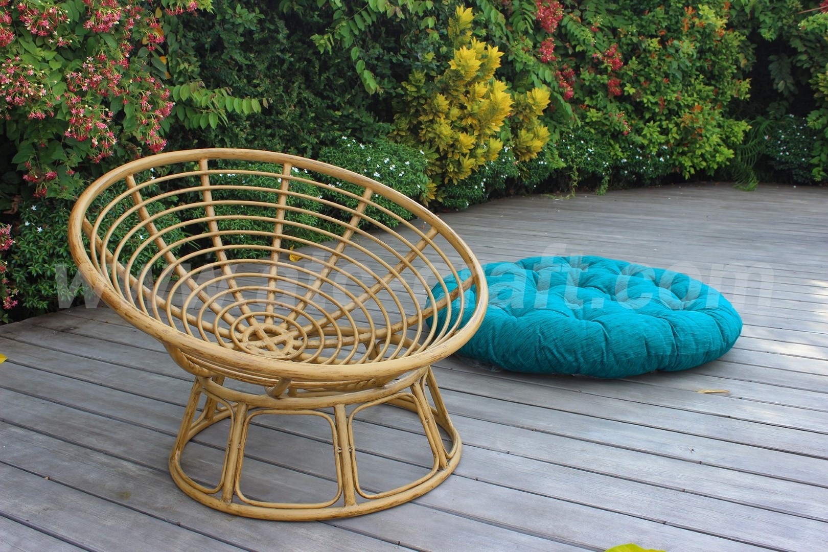 Rattan Round Lounge Leisure Chair Relaxing Outdoor Papasan Chair for Patio Garden Living Room