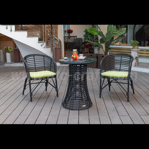 Modern Black Patio Poly Bamboo And Rattan Wicker Aluminum Frame Colorful Pillow Coffee Sets For Garden Patio Hotel Use