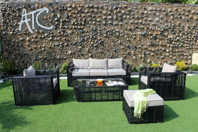 Minimal Must-have Item Dark Gray Aluminum Frame Outdoor Garden Furniture Sofa Sets For Patio Garden Villa Used