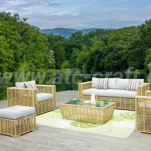 High Quality Modern Simple Sofa L-Shape Poly Bamboo Wicker Outdoor Furniture For Patio Garden Resort Use