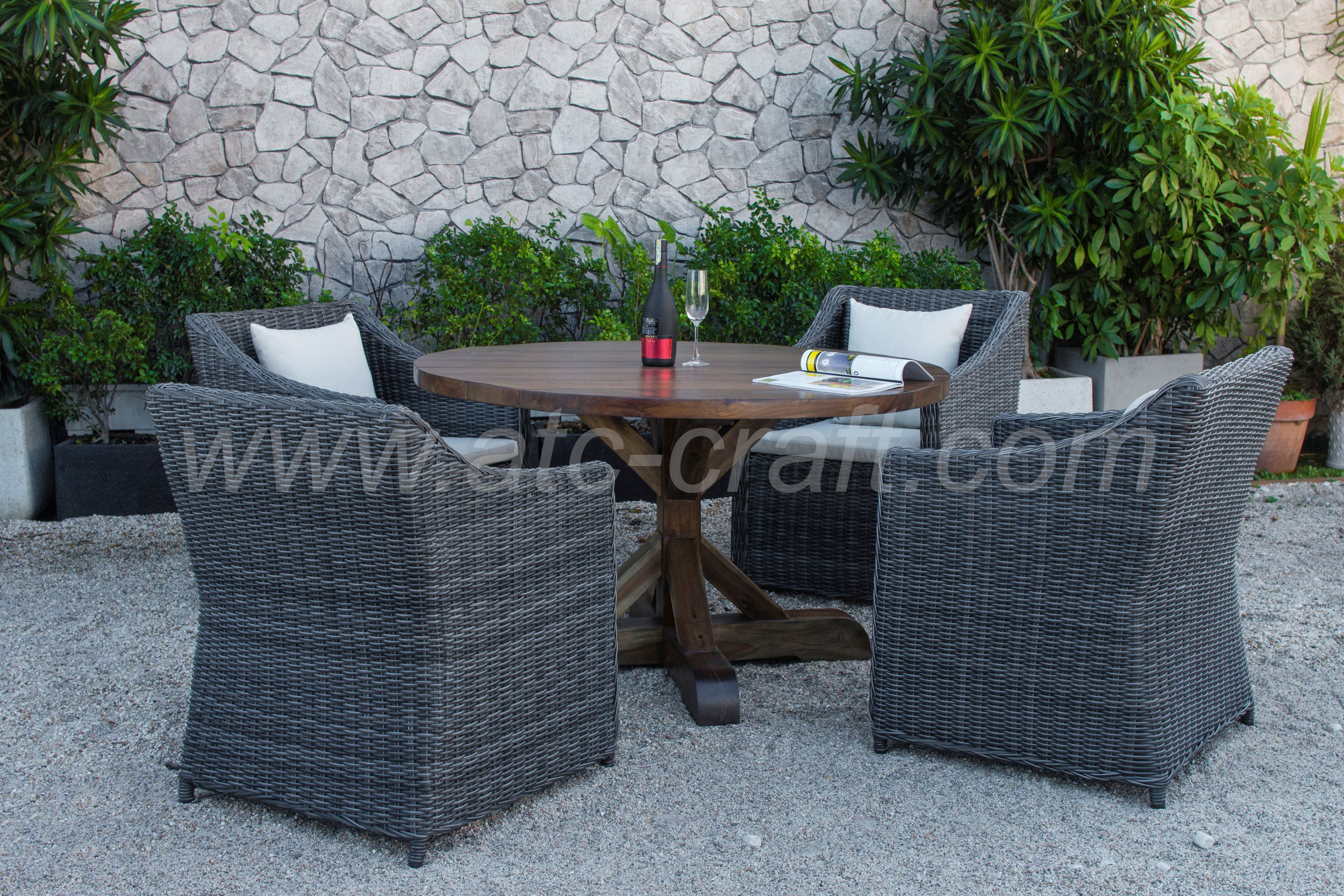 Synthetic PVC Rattan Coffee and Dining Set For Outdoor Garden Patio Wicker Furniture