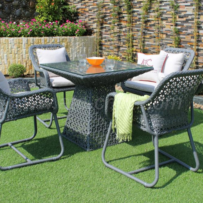 Patio Wicker Synthetic Rattan 4-Seat Dining set