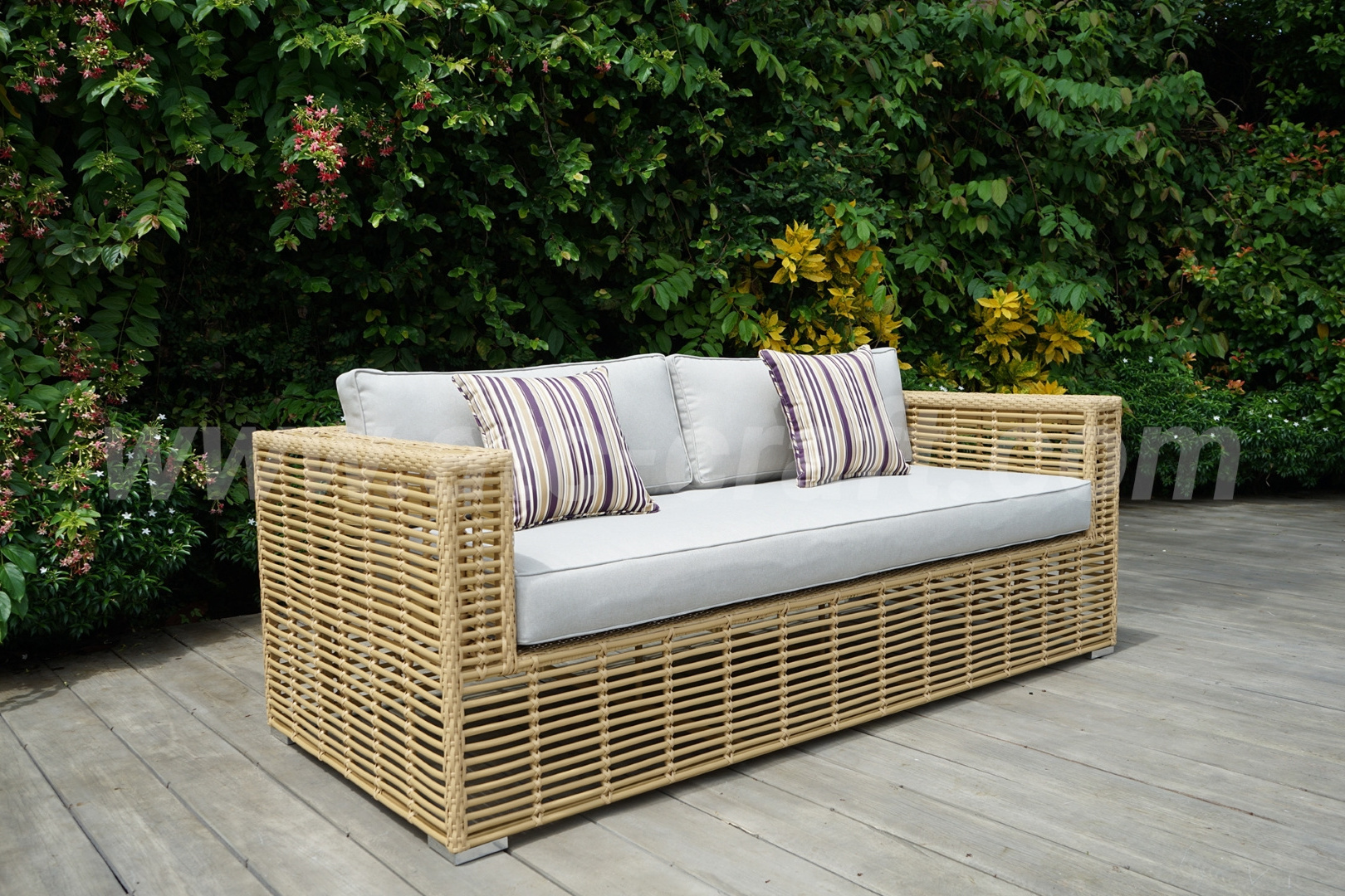 High Quality Modern Simple Sofa L-Shape Poly Bamboo Wicker Outdoor Furniture For Patio Garden Resort Use