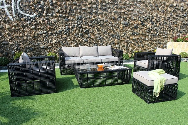 Minimal Must-have Item Dark Gray Aluminum Frame Outdoor Garden Furniture Sofa Sets For Patio Garden Villa Used