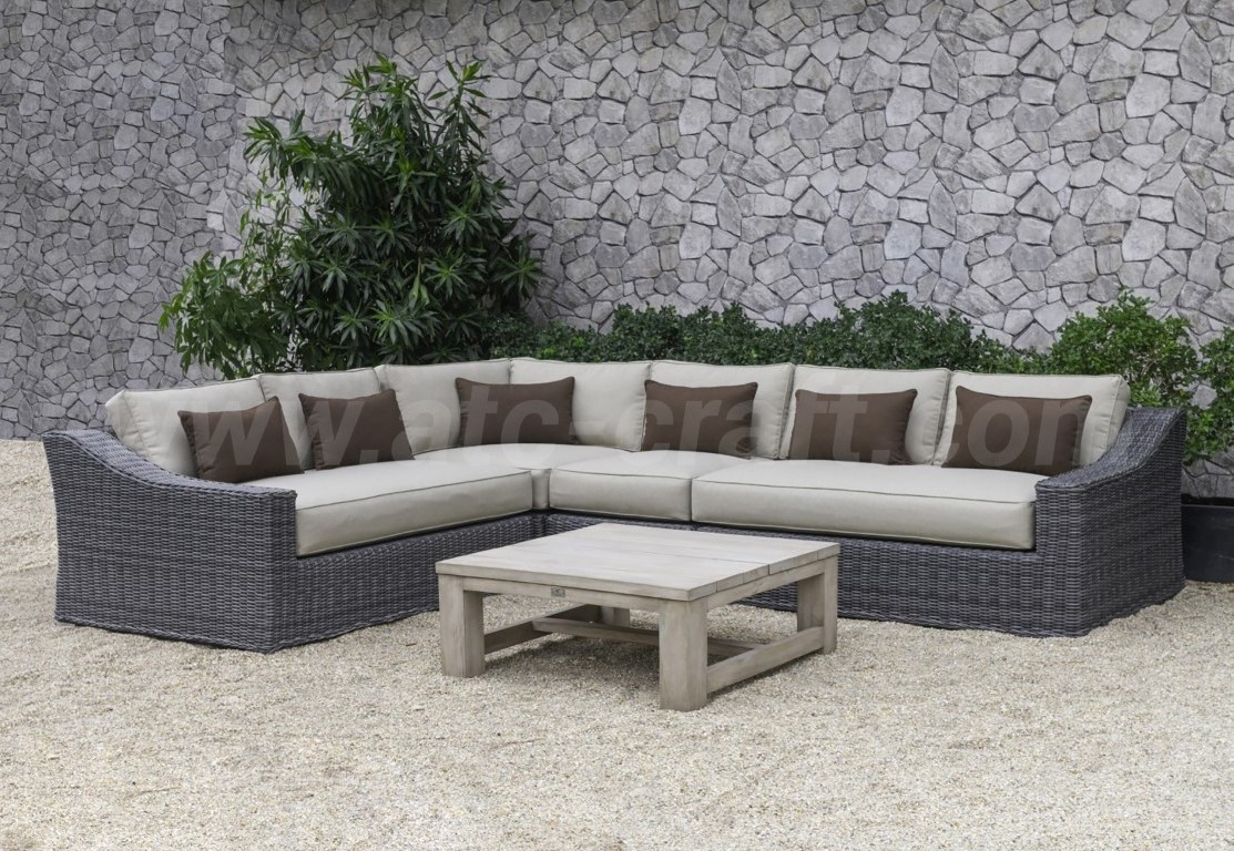 Modern Luxury Outdoor Rattan Wicker Corner Sofa Set for Home Villa Leisure Style with Aluminum Frame for Hotel Living Room