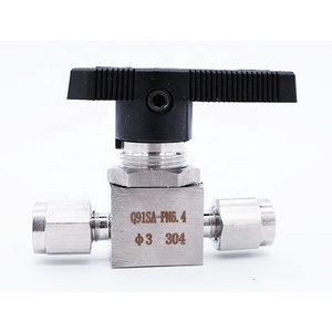 Ball valve 3 6 8 10 12 mm 1/8" 1/4" 3/8" 1/2" hard tube stainless steel 304 high pressure temperature 2 way card set ball valve