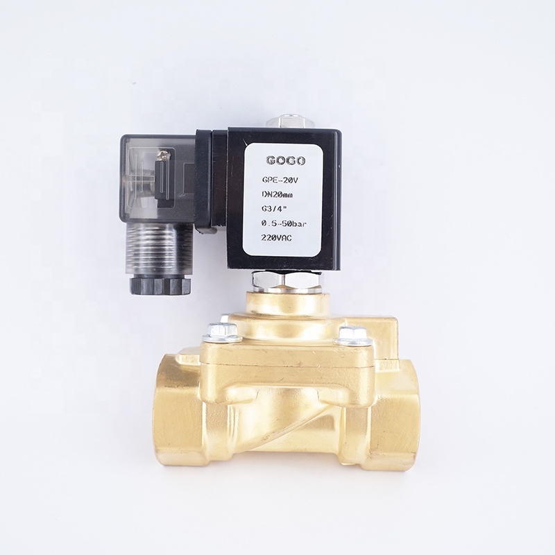 GPE-15 50bar Air compressor injection valve gas solenoid valve 1/2 3/4 argon nitrogen Diaphragm brass valve for Blowing machine