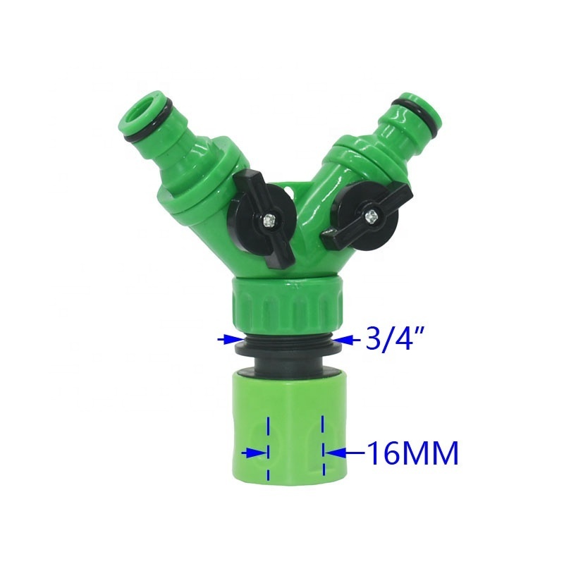 2-way Garden Tap Female 1/2 3/4 to 5/8 1/4