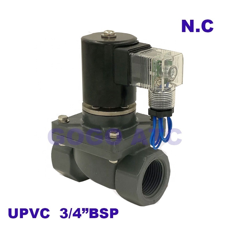 2 way UPVC solenoid valve FKM Seal 3/4