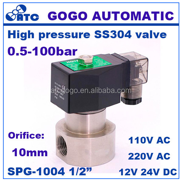 100bar high pressure water solenoid valve 1/2 inch 10mm