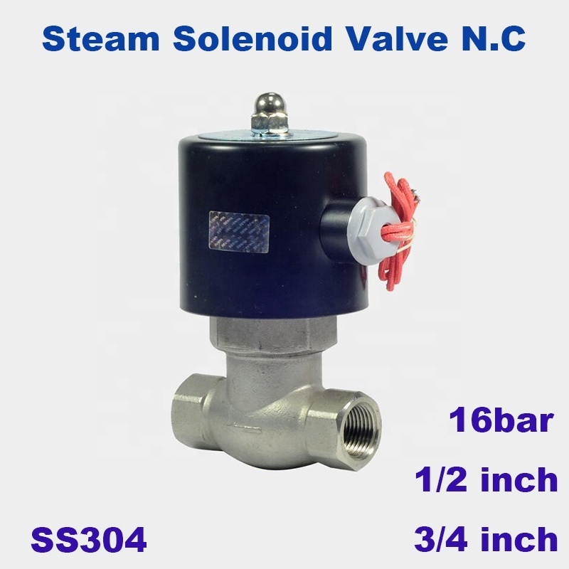 High quality 16bar high temperature 2 way water steam solenoid valve for hot water 1/2 3/4 Orifice 17mm US-15/20 normal close stainless valve