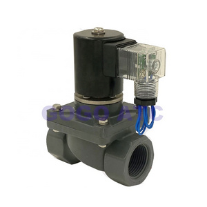 2 way UPVC solenoid valve FKM Seal 3/4" BSP Orifice 20mm normal close Corrosion resistant Anti-weak acid and alkali valve 24V