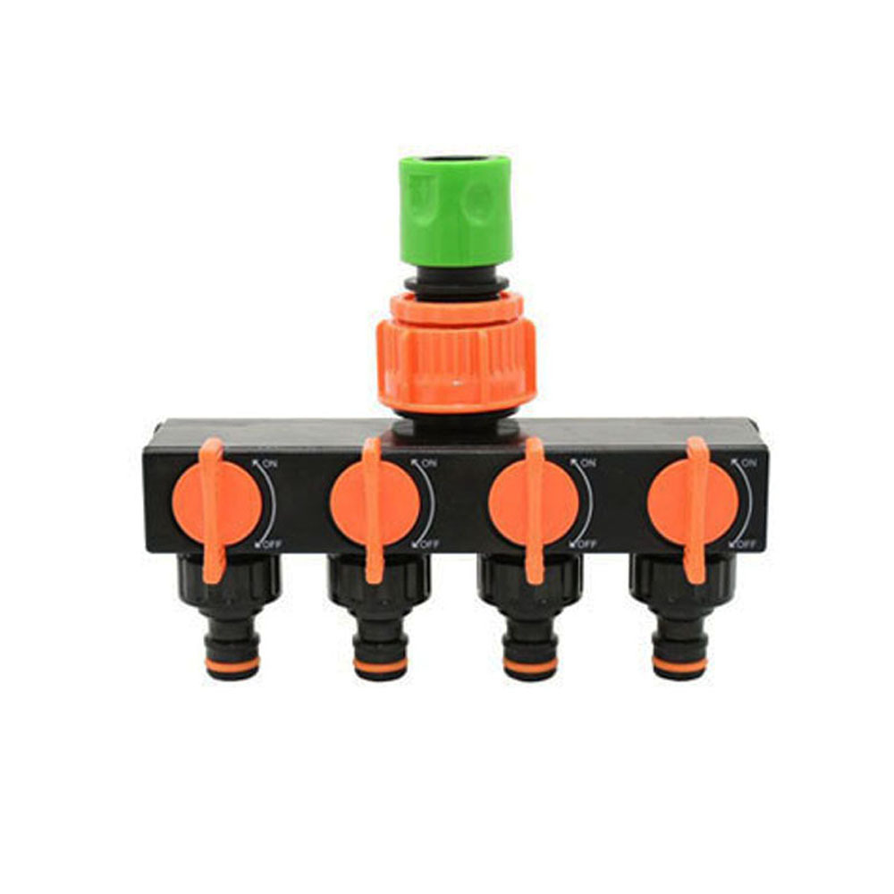 Drip Irrigation 4-Way Garden Tap Water Splitter Water Pipe 4 way Splitter Irrigation Valve Quick Connector Female 1/2 