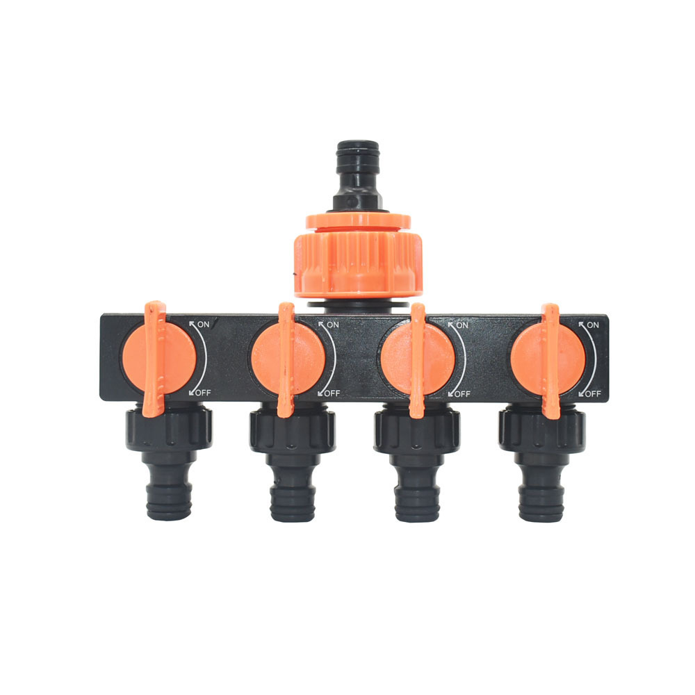 Drip Irrigation 4-Way Garden Tap Water Splitter Water Pipe 4 way Splitter Irrigation Valve Quick Connector Female 1/2 