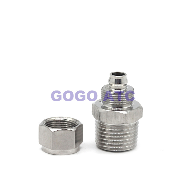 Stainless steel connector 1/8 1/4 3/8 1/2 male thread 6 8 10 12 mm hose PU tube fitting PU PTFE soft plastic pipe quick joint