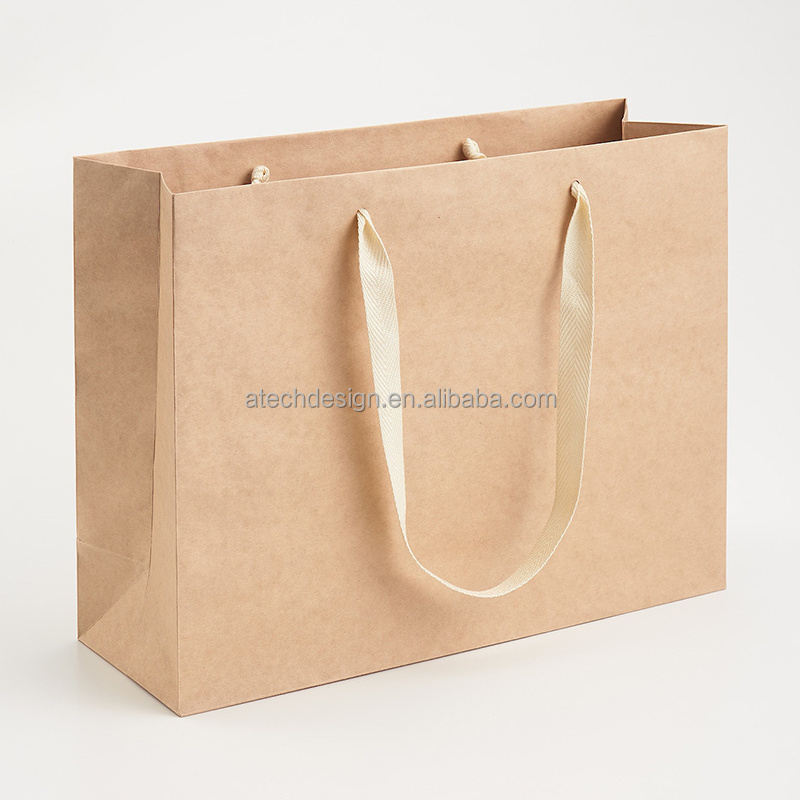 Custom Size Black Paper Bag Gift Paper Bags White Paper Bags with Black Ribbon