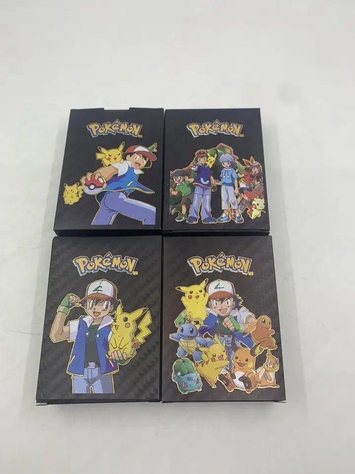 3D 55 cards sale Pokemoned Gold foil cards Pocket Monster anime characters series poke-mon Playing Cards for kid gift